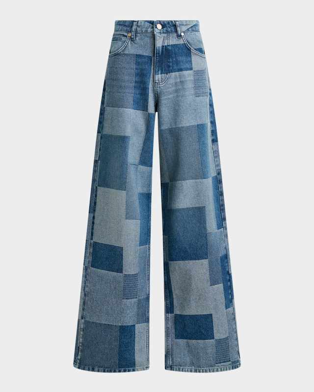 Patchwork Straight-Leg Jeans